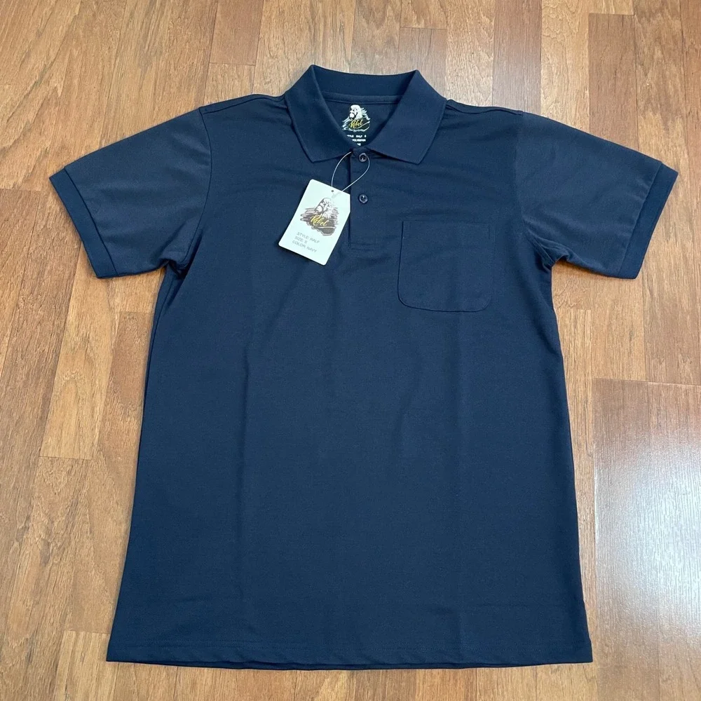 Rebel Ralf Mens Navy Blue Short Sleeve Pique Polo Shirt Small NWT CA50382 - Picture 1 of 7